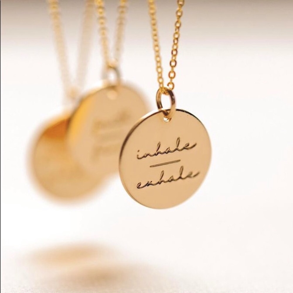 Inner Peace Mantra Bohemian Gold Charm Necklace - Picture 1 of 15